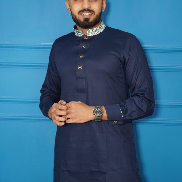 Panjabi for Men's - Navy Blue style fashion 2